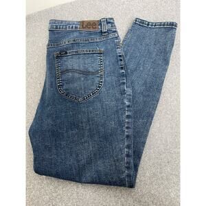 Lee Women's Slim Fit High Rise Skinny Jeans Size 16 Medium Blue Denim 34x28